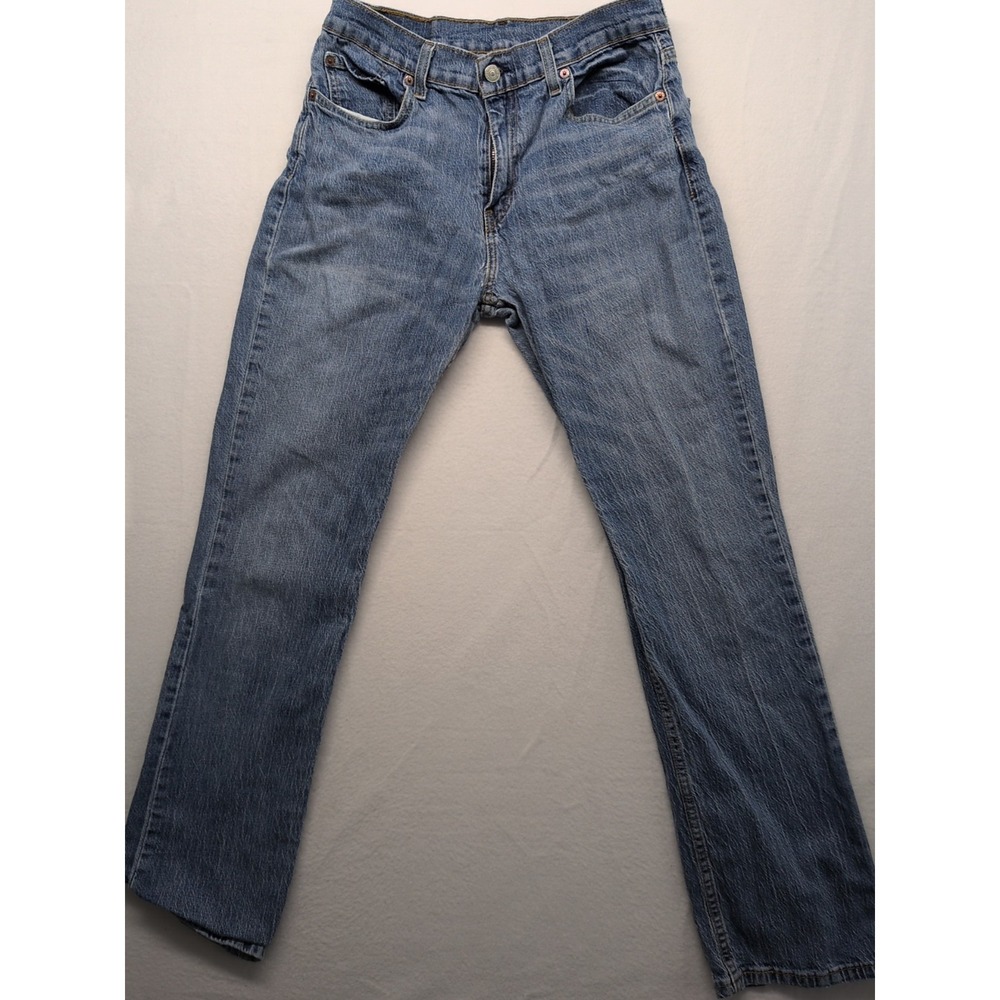 Vintage Levis Jeans Mens Blue 527 Boot Cut Slim Low Rise Denim Pants Y2K Worn‎ - Picture 2 of 9